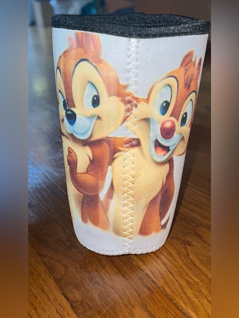 Handcrafted Disney Chip and Dale Neoprene Bottle Sleeve with Handle - NEW
